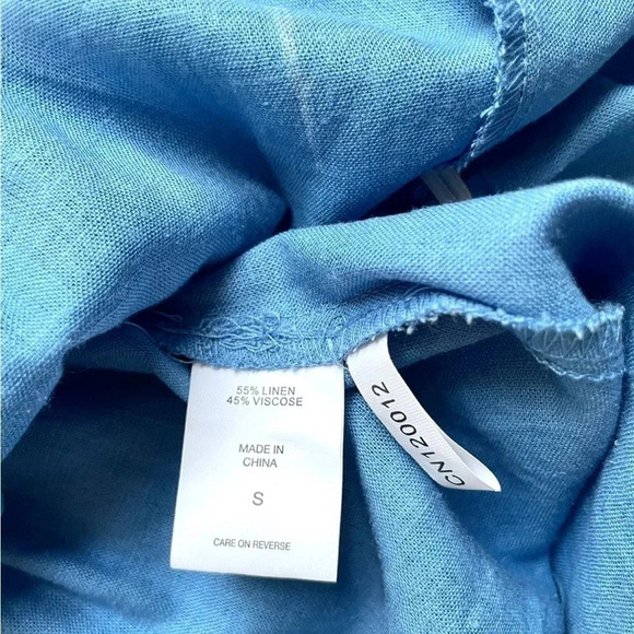 NWT New York & Company Linen Lace-Up Peplum Top - Picture 4 of 5